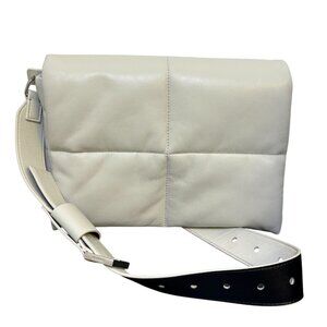 Allsaints Soft Leather Messenger Bag With Contrast Strap Bone White